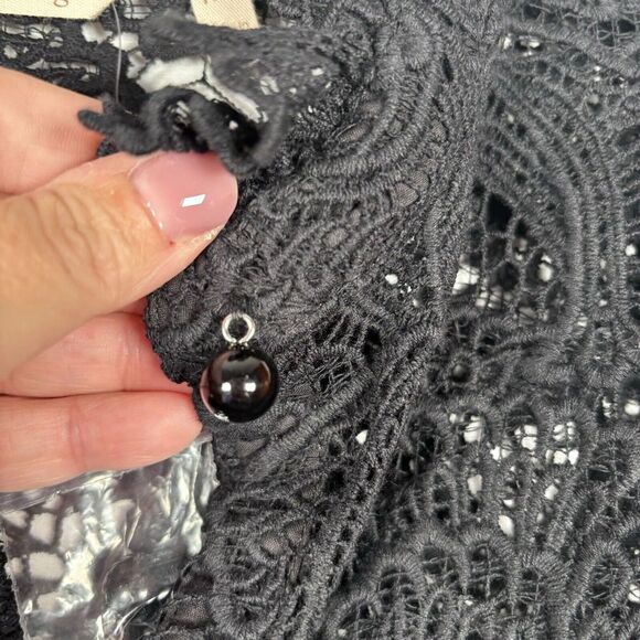 Soft Surroundings Black Lace Top Crochet Lace Whimsigoth Button Up Sz Petite XS - Picture 6 of 10